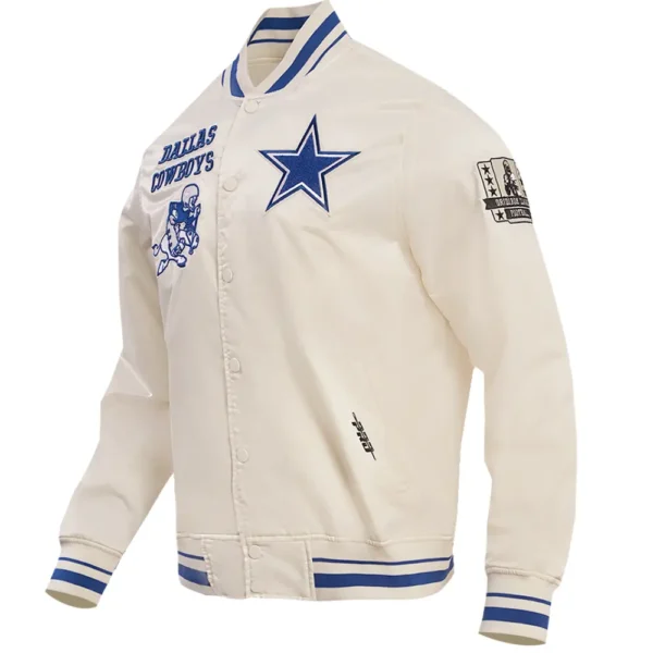 Dallas Cowboys Classic Cream Satin Varsity Jacket