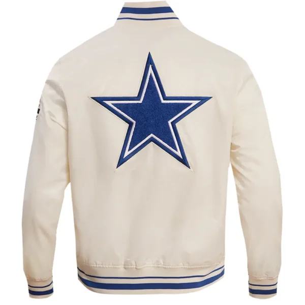 Dallas Cowboys Classic Cream Satin Varsity Jacket