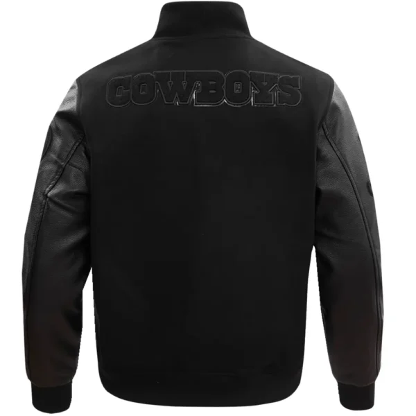 Dallas Cowboys Domestic Black Wool & Leather Varsity Jacket