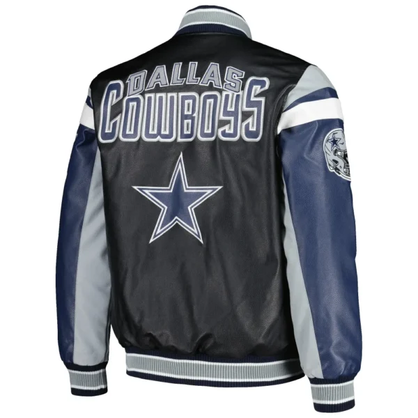 Dallas Cowboys Full-Zip Leather Black/Navy Varsity Jacket