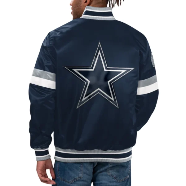 Dallas Cowboys Home Game Full-Snap Satin Navy Varsity Jacket