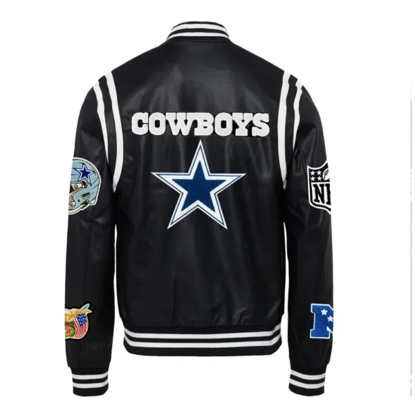 Dallas Cowboys Leather Varsity Jacket – Black