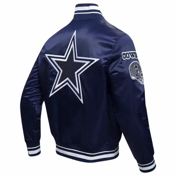 Dallas Cowboys Mashup Full-Snap Satin Navy Varsity Jacket