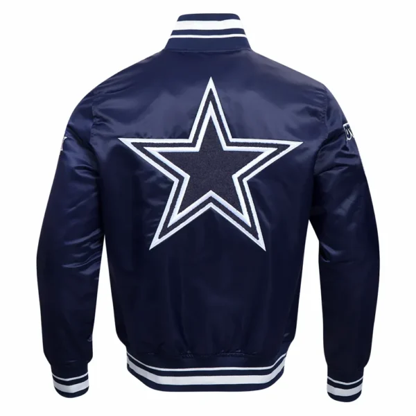 Dallas Cowboys Mashup Full-Snap Satin Navy Varsity Jacket