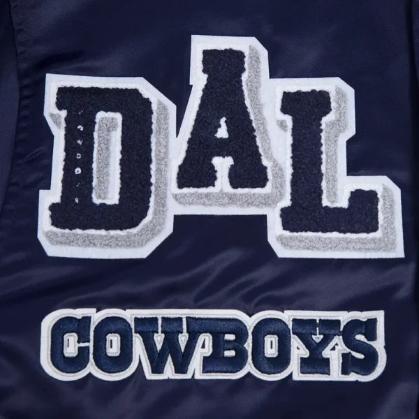 Dallas Cowboys Mashup Full-Snap Satin Navy Varsity Jacket