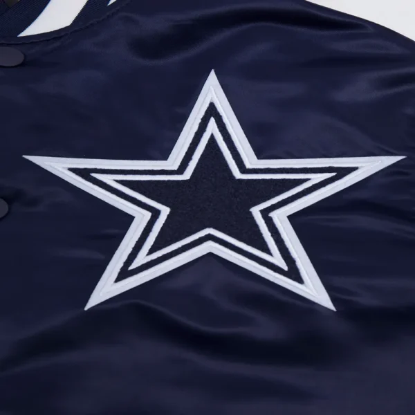 Dallas Cowboys Mashup Full-Snap Satin Navy Varsity Jacket