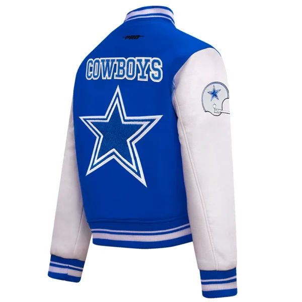 Dallas Cowboys Retro Classic Women’s Wool & Leather Blue/White Varsity Jacket