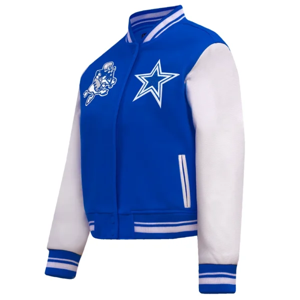 Dallas Cowboys Retro Classic Women’s Wool & Leather Blue/White Varsity Jacket