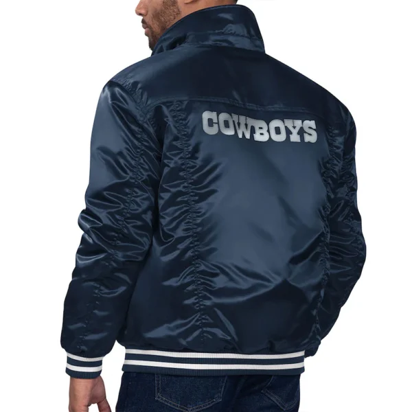 Dallas Cowboys Silver Tab Satin Trucker Navy Varsity Jacket