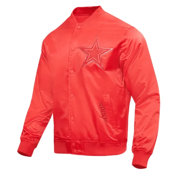 Dallas Cowboys Triple Red Full-Snap Satin Red Varsity Jacket