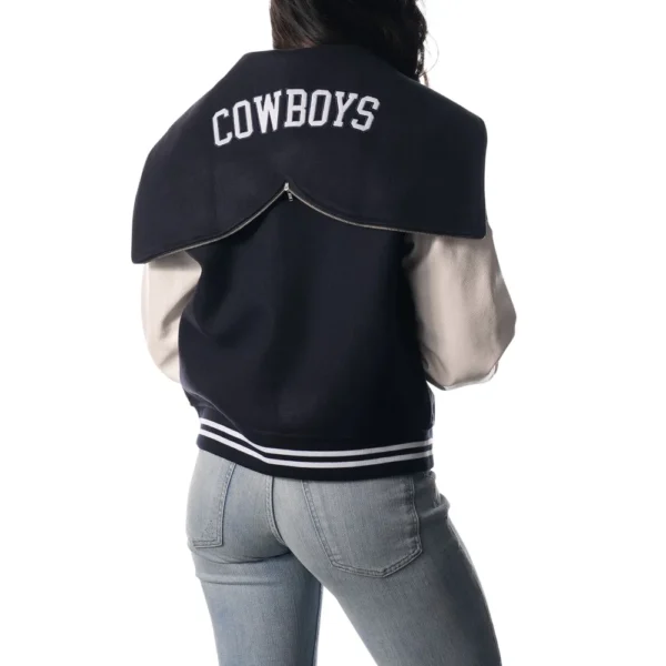 Dallas Cowboys Women’s Sailor Full-Snap Hooded Navy/White Varsity Jacket