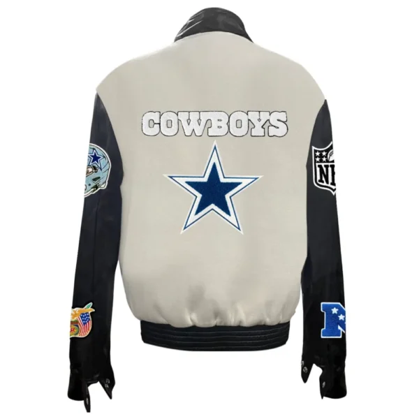 Dallas Cowboys Wool & Leather White/Black Varsity Jacket