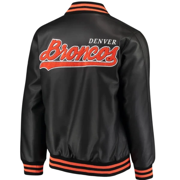 Denver Broncos G-III Sports by Carl Banks Black Leather Varsity Jacket