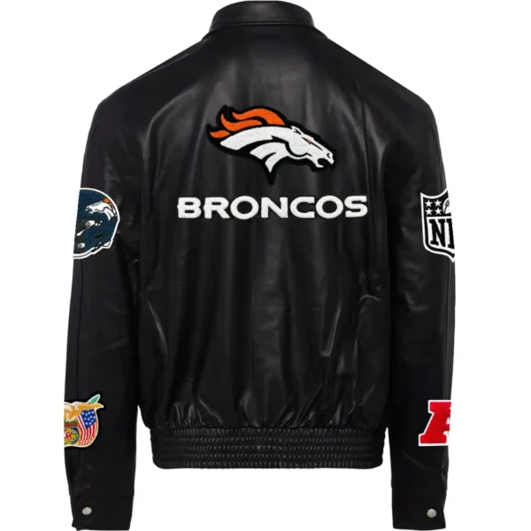 Denver Broncos Jeff Hamilton Leather Varsity Jacket