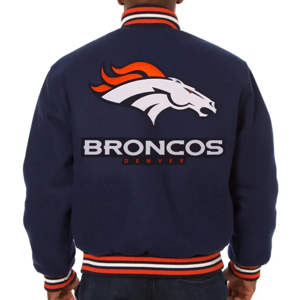 Denver Broncos Navy Wool Varsity Jacket