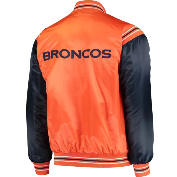 Denver Broncos Satin Varsity Jacket Orange & Navy