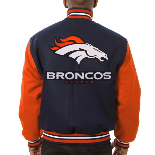 Denver Broncos Wool Varsity Jacket Navy & Orange