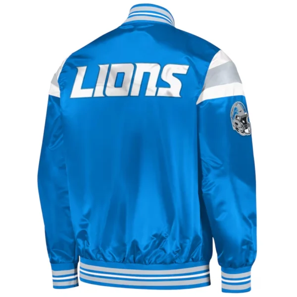 Detroit Lions Full-Snap Blue Satin Varsity Jacket