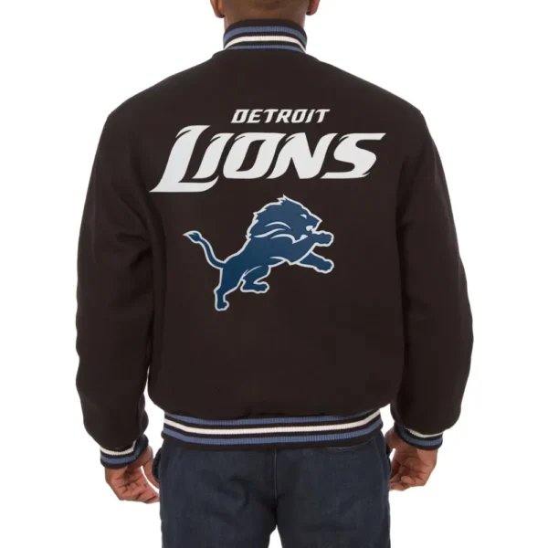 Detroit Lions Handmade Full – Wool Black Jacket