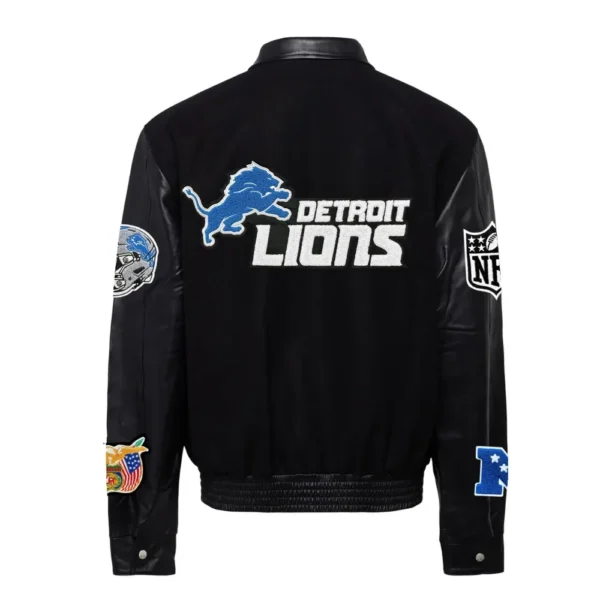 Detroit Lions Jeff Hamilton Wool & Leather Black Varsity Jacket