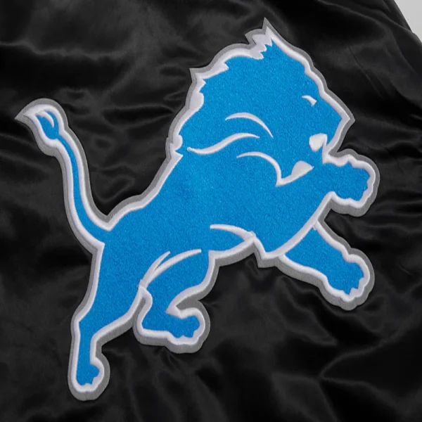 Detroit Lions Mashup Full-Snap Black Satin Varsity Jacket