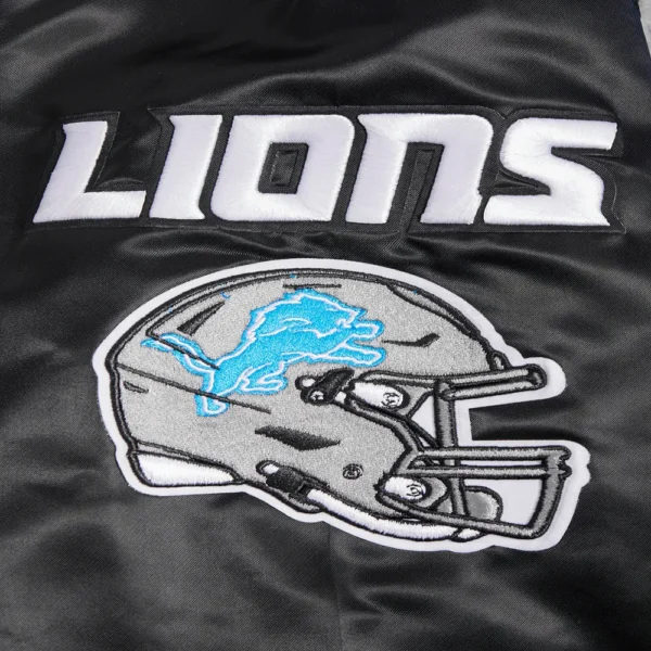 Detroit Lions Mashup Full-Snap Black Satin Varsity Jacket