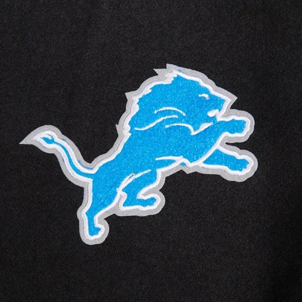 Detroit Lions Script Tail Women’s Wool & Leather Black/White Varsity Jacket