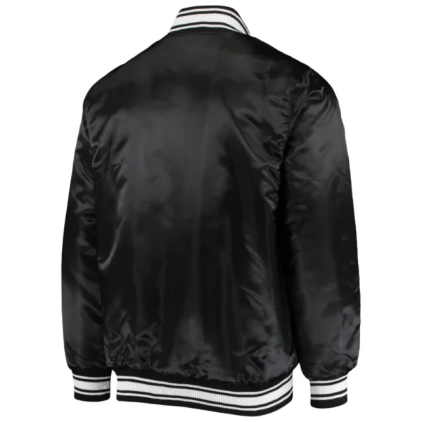 Detroit Lions Locker Room Black Satin Varsity Jacket