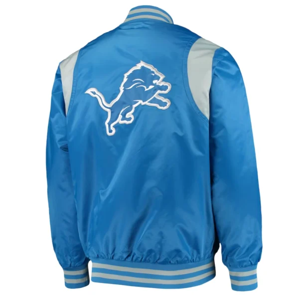 Detroit Lions Prime Time Blue Satin Varsity Jacket
