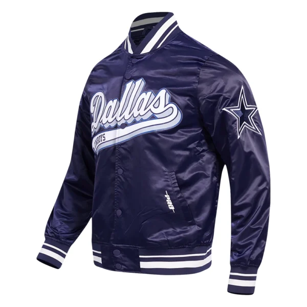 Dallas Cowboys Script Tail Satin Navy Jacket