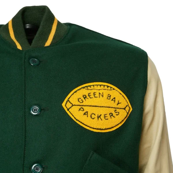 Green Bay Packers 1950 Authentic Green Wool & Leather Jacket