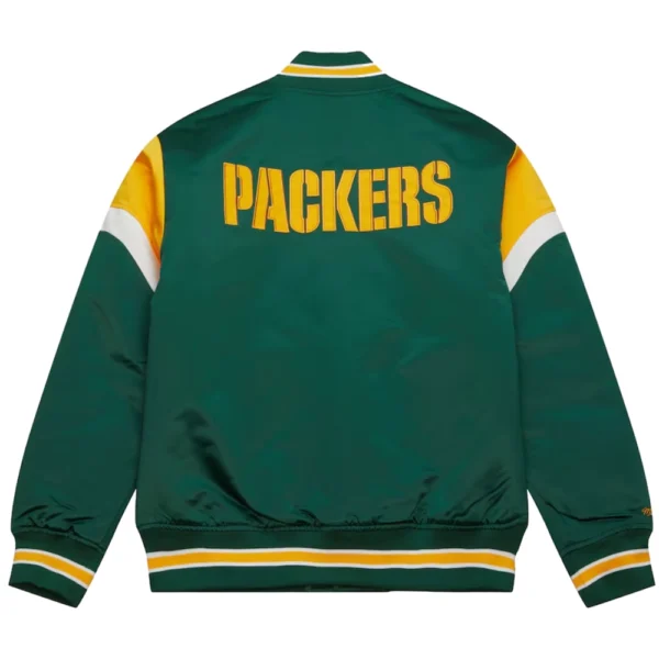 Green Bay Packers Cooperstown Full-Snap Green Satin Varsity Jacket