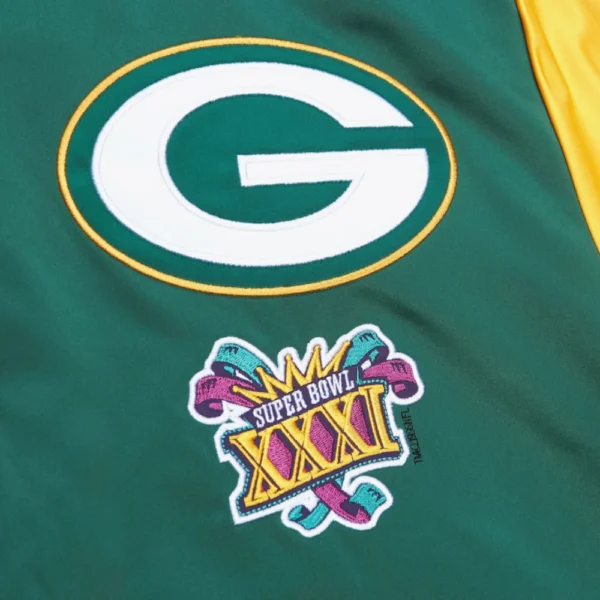 Green Bay Packers Cooperstown Full-Snap Satin Green Varsity Jacket
