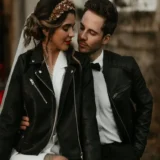 Groom Couple Black Zipper Leather Jacket