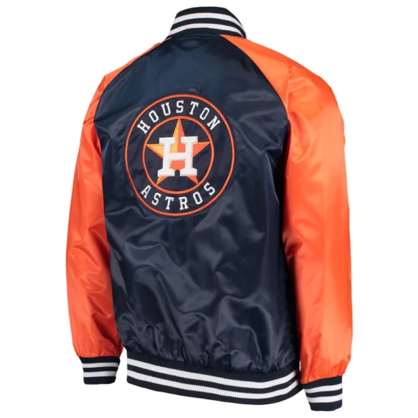 Houston Astros Lead Off Full-Snap Satin Navy/Orange Jacket Varsity