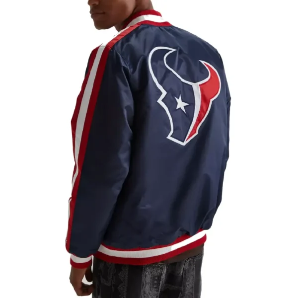 Houston Texans Classic Rib Knitted Satin Varsity Navy Jacket