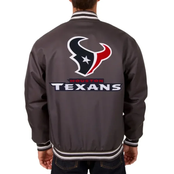 Houston Texans Classic Ribbed Satin Black Varsity Jacket