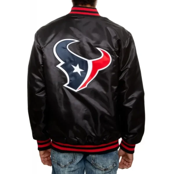 Houston Texans Football Team Players Satin Varsity Black Jacket