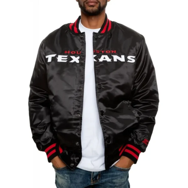 Houston Texans Football Team Players Satin Varsity Black Jacket