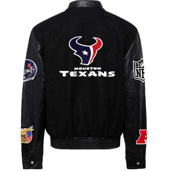 Houston Texans Jeff Hamilton Black Wool & Leather Varsity Jacket