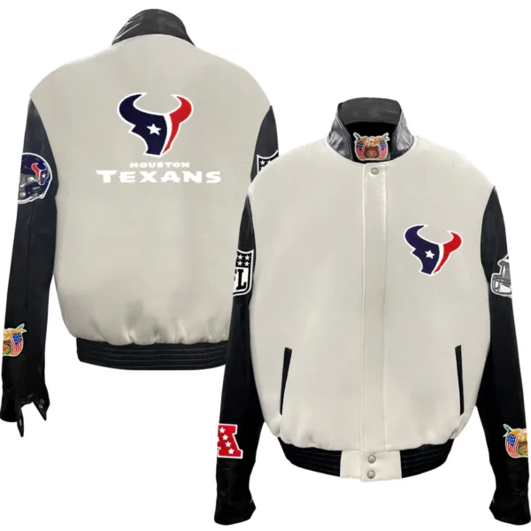 Houston Texans Jeff Hamilton Wool & Leather Full Snap Varsity Jacket