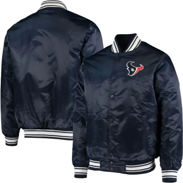 Houston Texans Navy Locker Room Satin Varsity Jacket