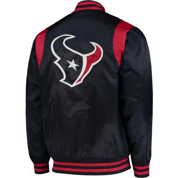 Houston Texans Navy & Red Prime Time Twill Satin Varsity Jacket