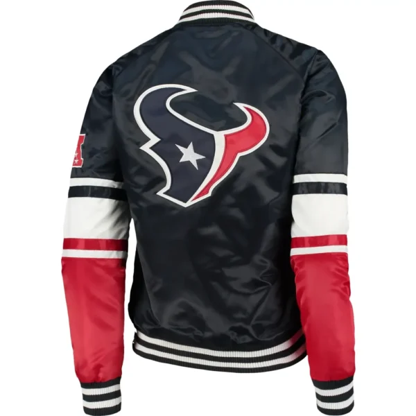 Houston Texans Navy Victory Cheer Raglan Varsity Jacket