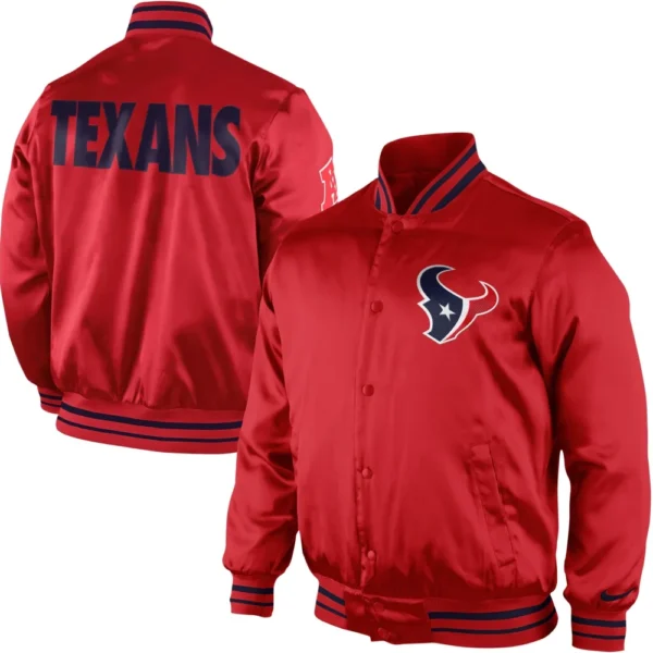 Houston Texans Hometown Satin Varsity Jacket White & Navy