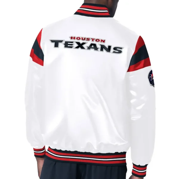 Houston Texans Satin Varsity White Jacket