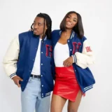 Howard Varsity Leather Jacket Blue & Navy Blue