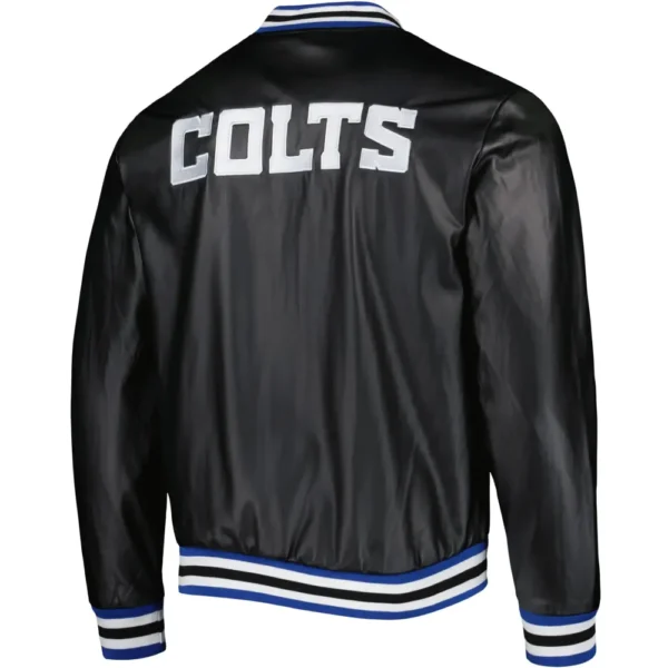 Indianapolis Colts Black Leather Varsity Jacket