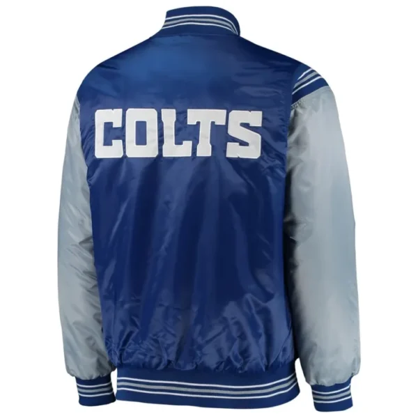 Indianapolis Colts Enforcer Full-Snap Blue/Gray Satin Varsity Jacket