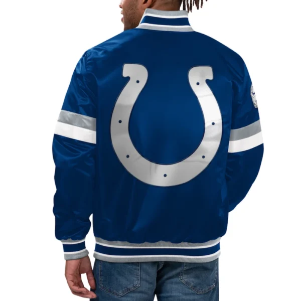 Indianapolis Colts Home Game Blue Satin Varsity Jacket